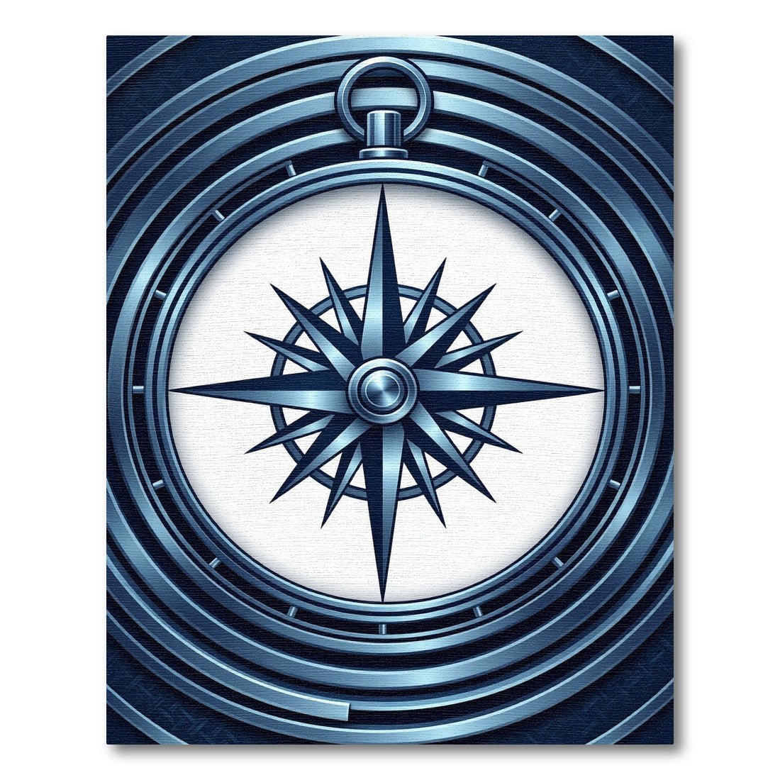 Metallic Navy Compass Rose Circular Rug