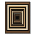 Modern Brown Beige Concentric Rectangular Tunnel Rug