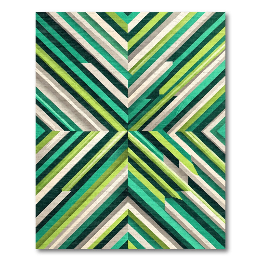 Emerald Green Linear Chevron Rug