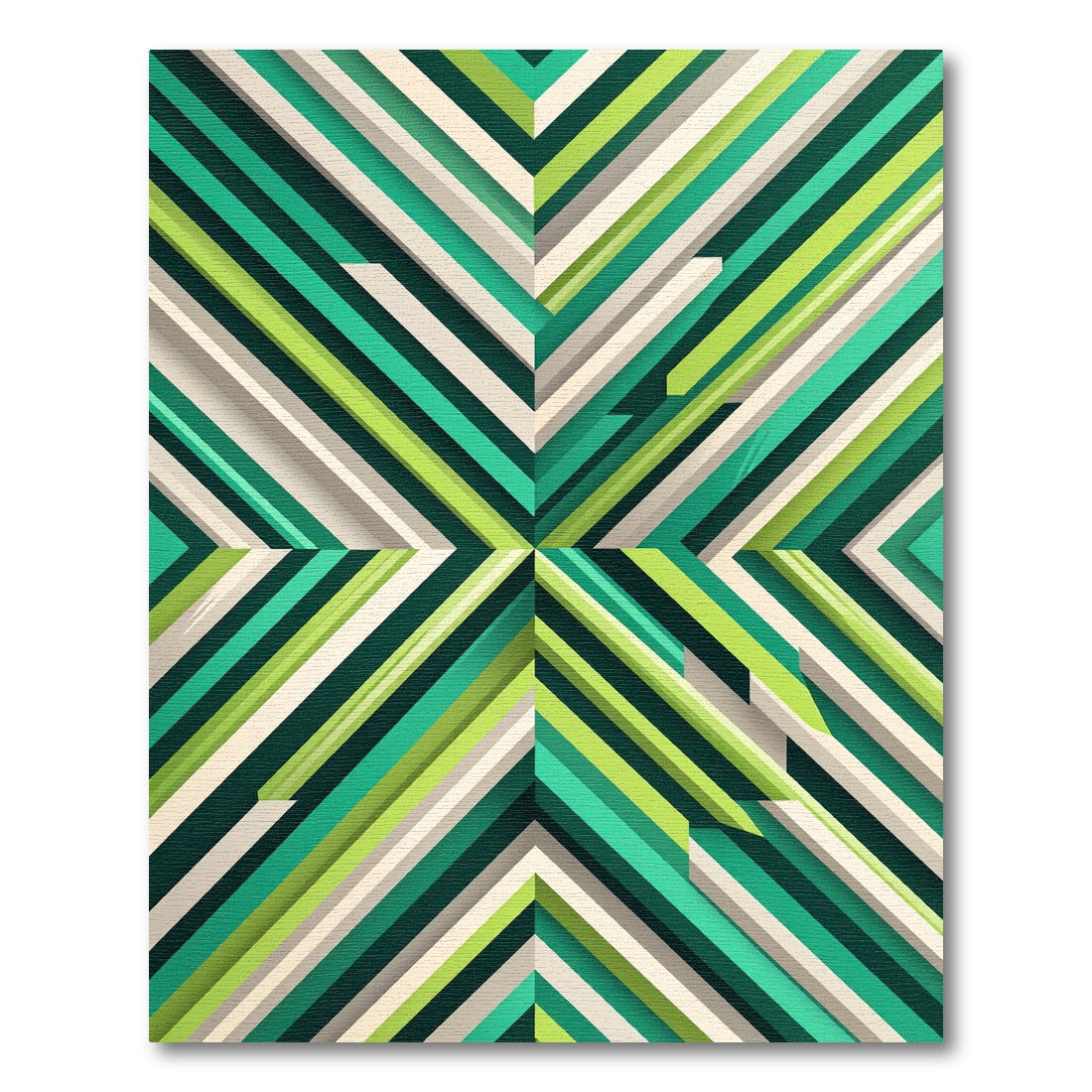 Emerald Green Linear Chevron Rug