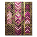 Art Deco Magenta Gold Geometric Statement Rug