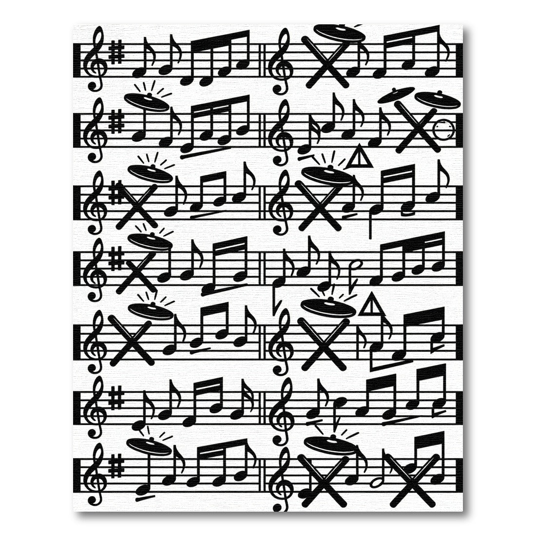 Monochrome Abstract Musical Sheet Drum Composition Rug