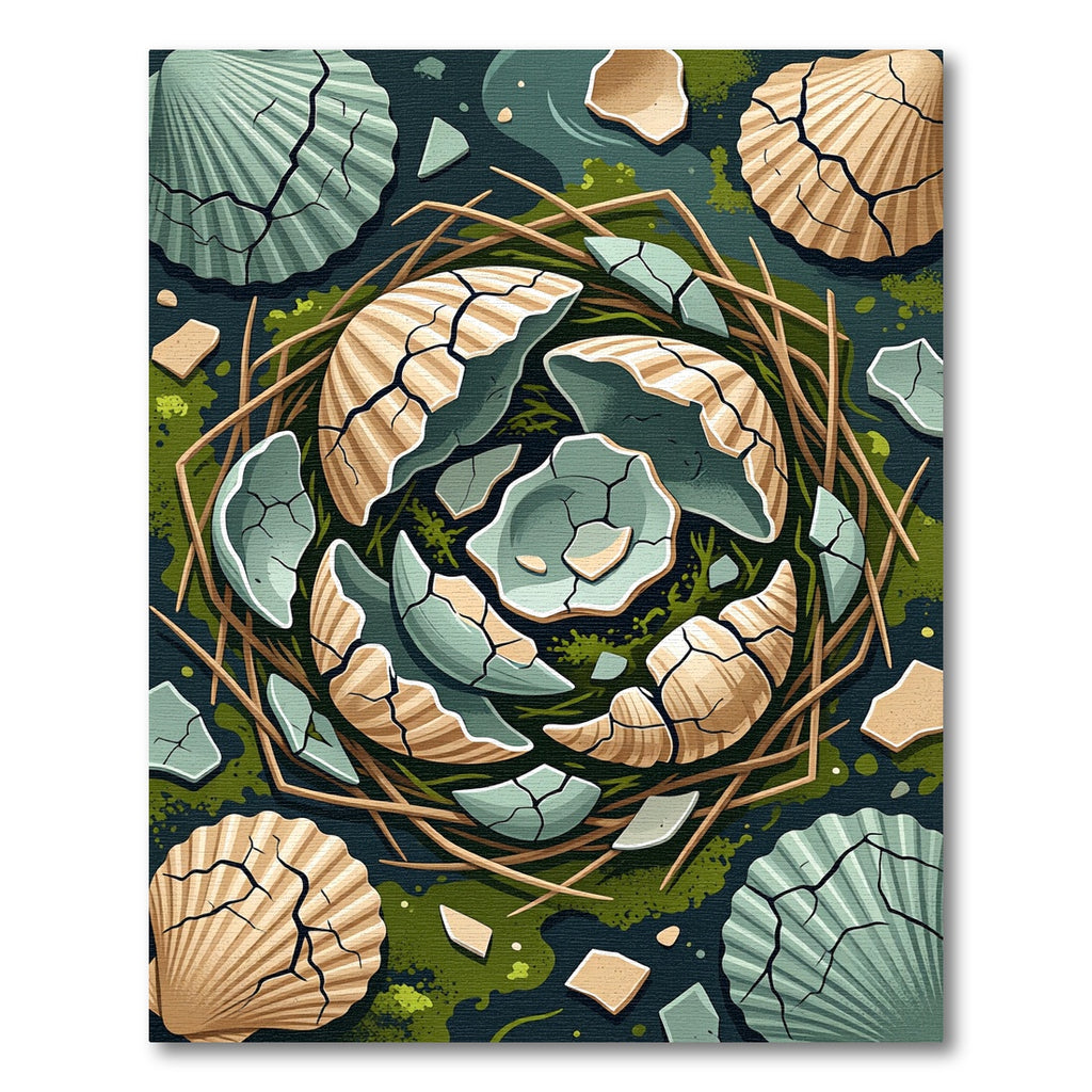 Cracked Shell Earthy Palette Nest Area Rug