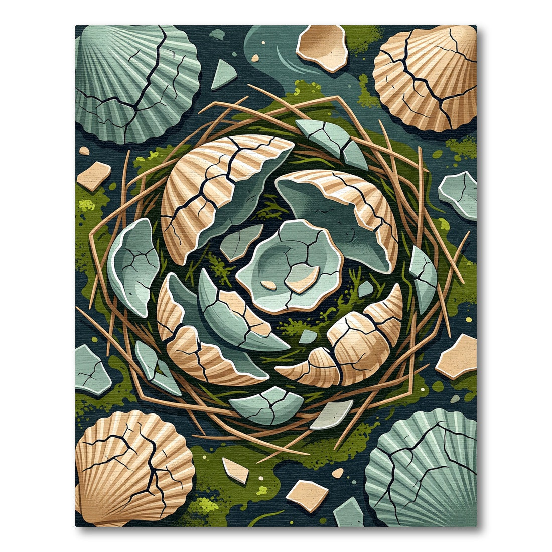 Cracked Shell Earthy Palette Nest Area Rug