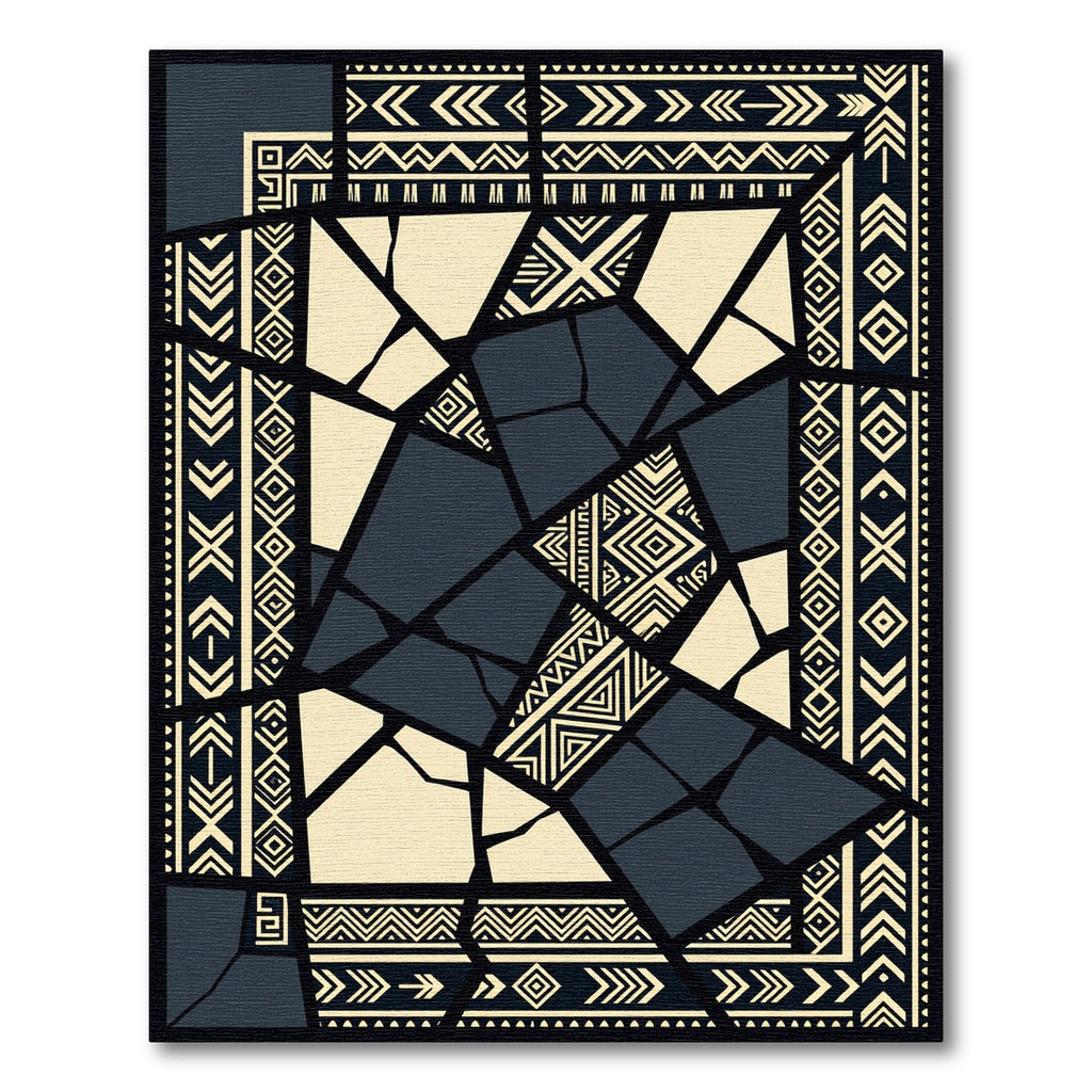 Tribal Blue Fragment Geometric Rug