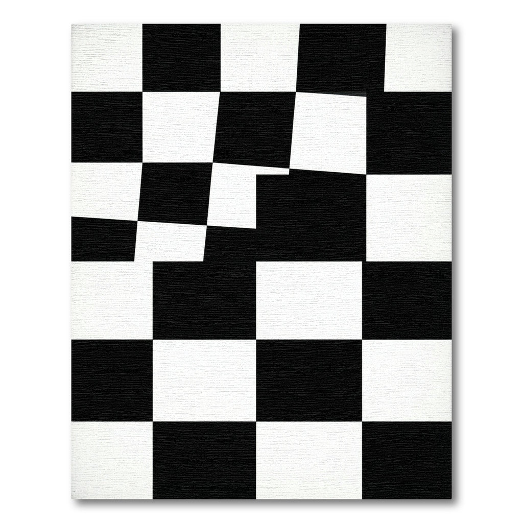 Modern Monochrome Checkerboard Graphic Grid Rug