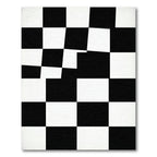 Modern Monochrome Checkerboard Graphic Grid Rug