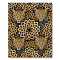 Golden Leopard Face and Rosette Medallion Rug