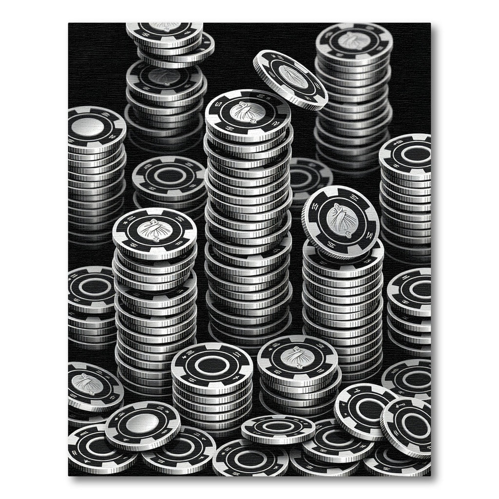 Monochrome Stacked Casino Token Geometric Rug