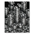 Monochrome Stacked Casino Token Geometric Rug
