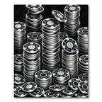 Monochrome Stacked Casino Token Geometric Rug