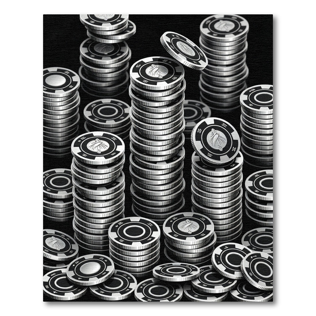 Monochrome Stacked Casino Token Geometric Rug