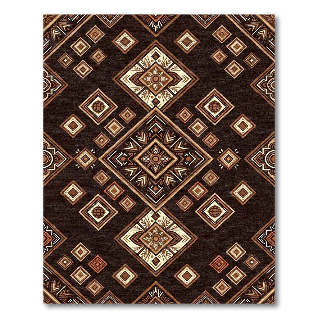 Rich Brown Earthy Diamond Medallion Rug