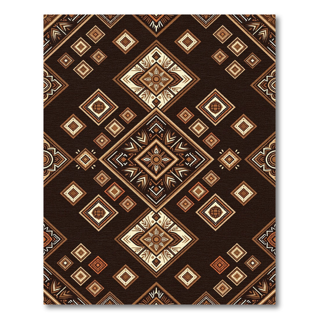 Rich Brown Earthy Diamond Medallion Rug