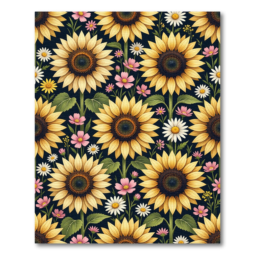 Vibrant Golden Sunflower Meadow Floral Rug