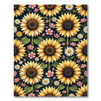 Vibrant Golden Sunflower Meadow Floral Rug