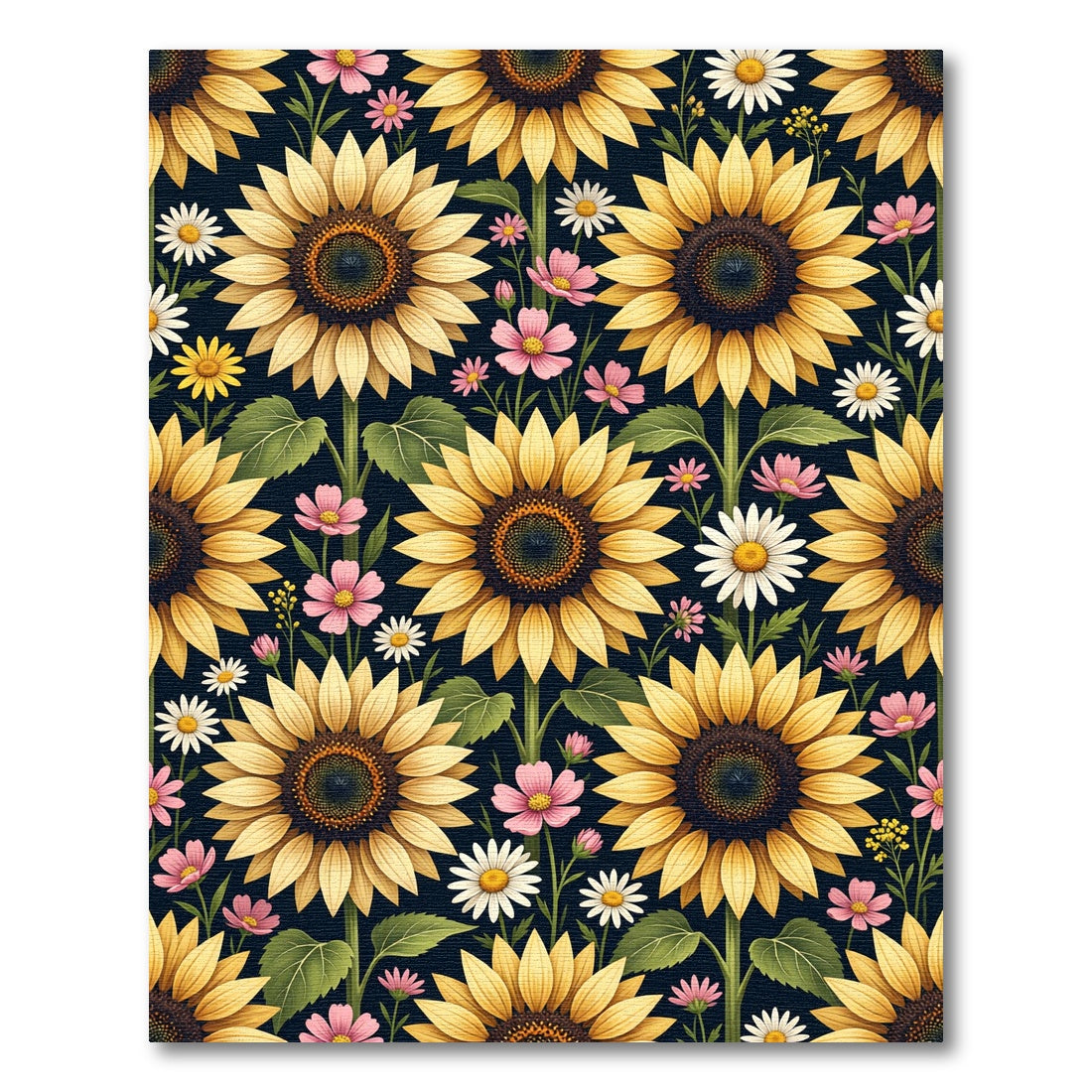 Vibrant Golden Sunflower Meadow Floral Rug