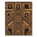 Elegant Golden Geometric Lantern Medallion Rug