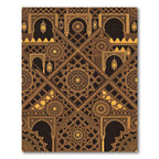 Elegant Golden Geometric Lantern Medallion Rug