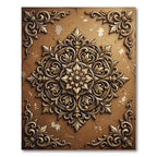 Ornate Golden Filigree Antique Rosette Rug