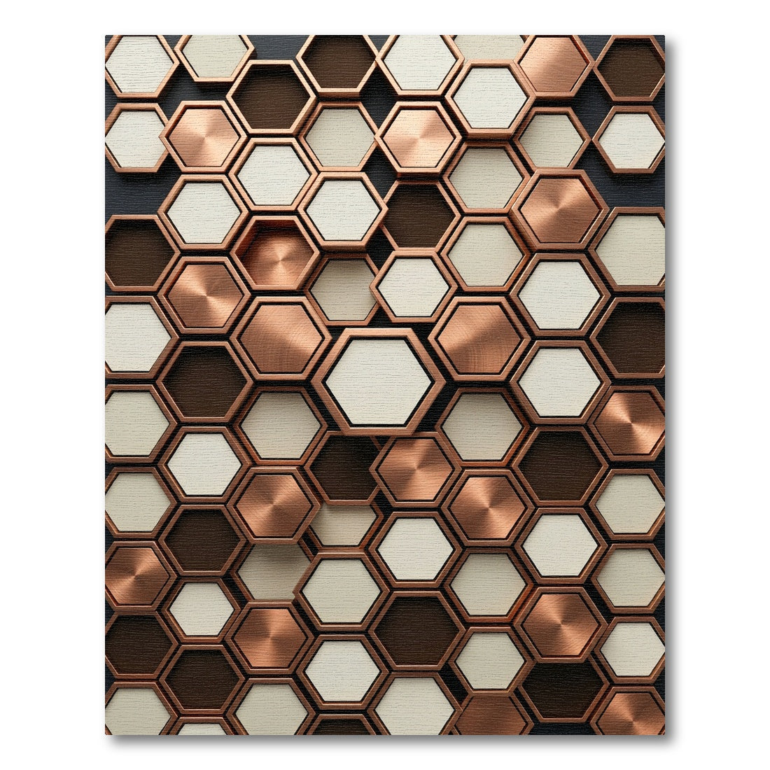 Copper Cream Hexagon Mosaic Rug