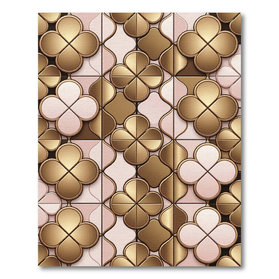 Gold and Blush Clover Tile Rug
