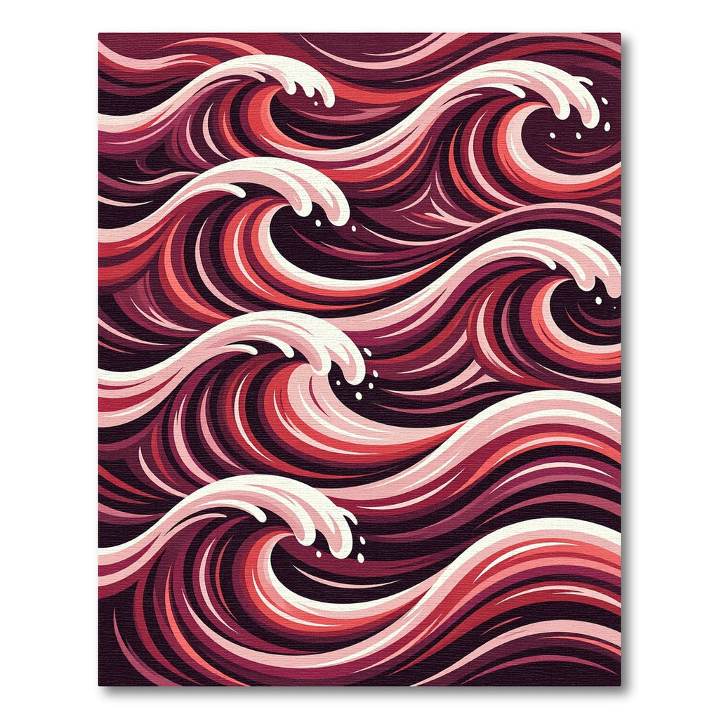 Crimson Abstract Swirling Wave Accent Rug