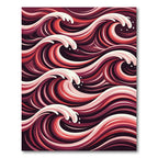 Crimson Abstract Swirling Wave Accent Rug