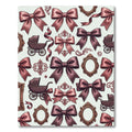 Vintage Mauve Bow and Pram Illustration Rug