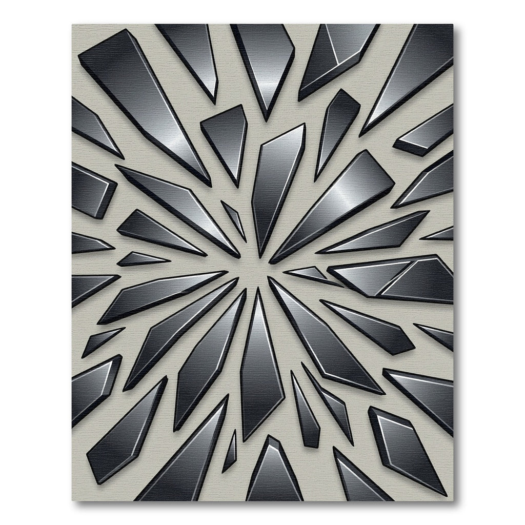 Modern Metallic Charcoal Shattered Glass Art Rug