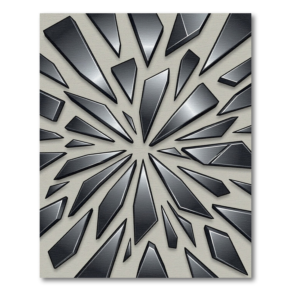 Modern Metallic Charcoal Shattered Glass Art Rug