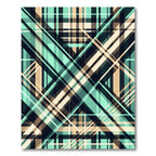 Modern Mint and Beige Plaid Crosshair Rug