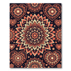 Orange Coral Heart Mandala Medallion Rug