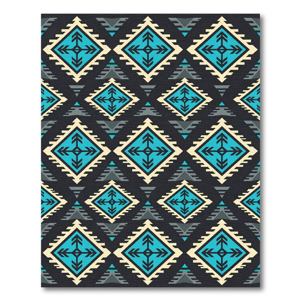 Southwestern Cyan Geometric Diamond Tapestry Rug