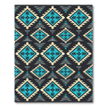 Southwestern Cyan Geometric Diamond Tapestry Rug