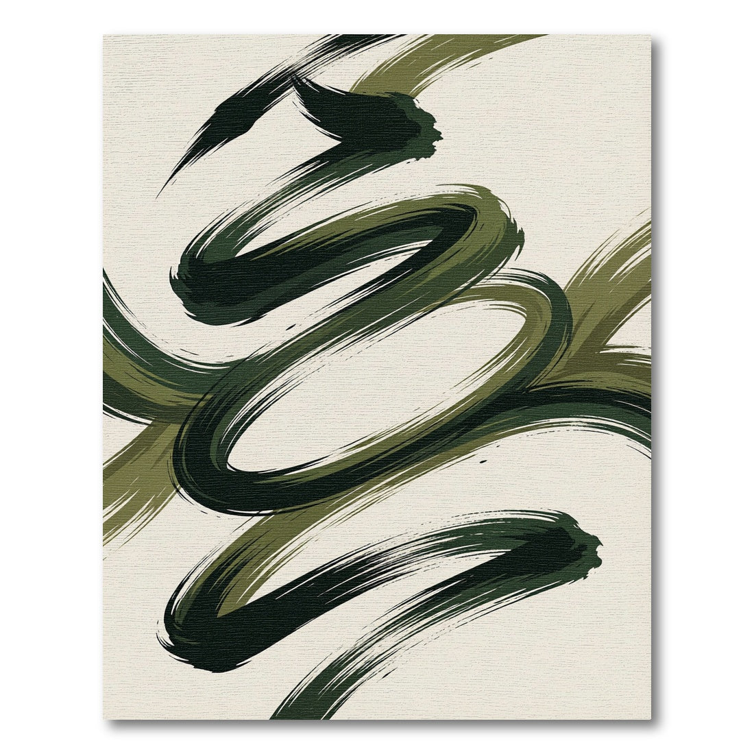 Modern Olive Green Abstract Swirl Rug