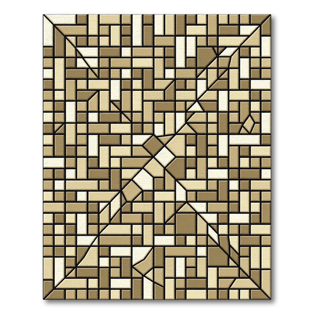 Modern Neutral Earth Geometric Tiled Accent Rug