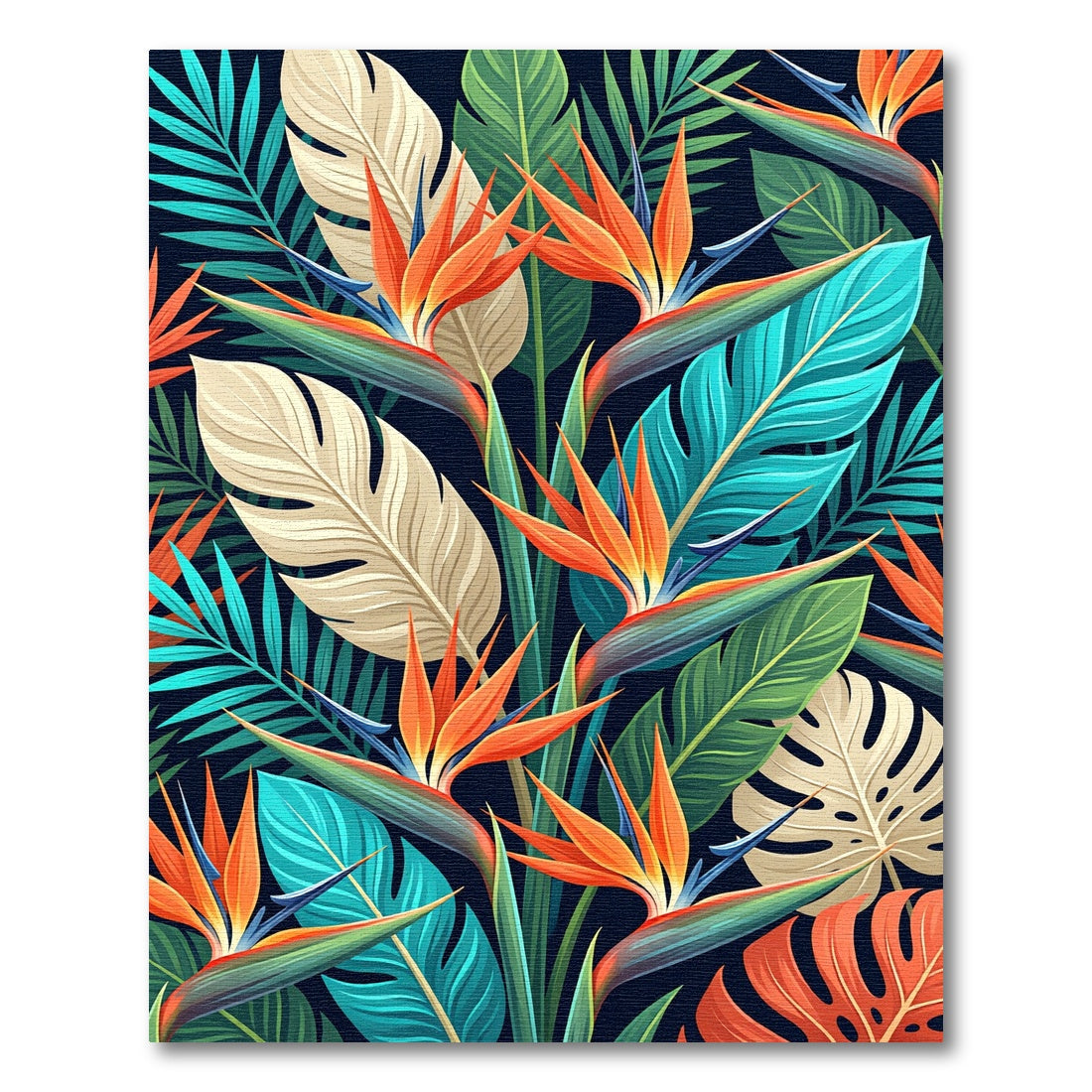 Vibrant Tropical Bird of Paradise Foliage Rug