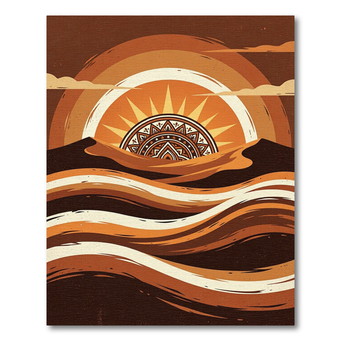 Earthy Abstract Sun Horizon Dune Art Rug