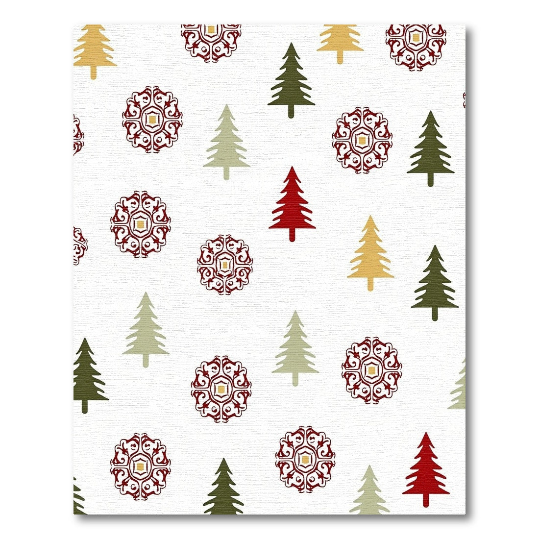 Red Burgundy Evergreen Starburst Trees Rug