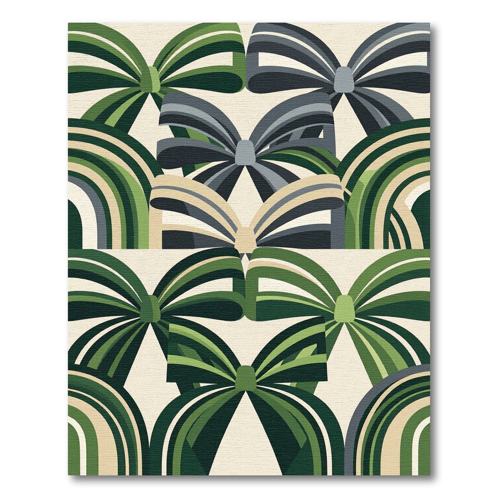 Botanical Green Geometric Ribbon Arch Rug