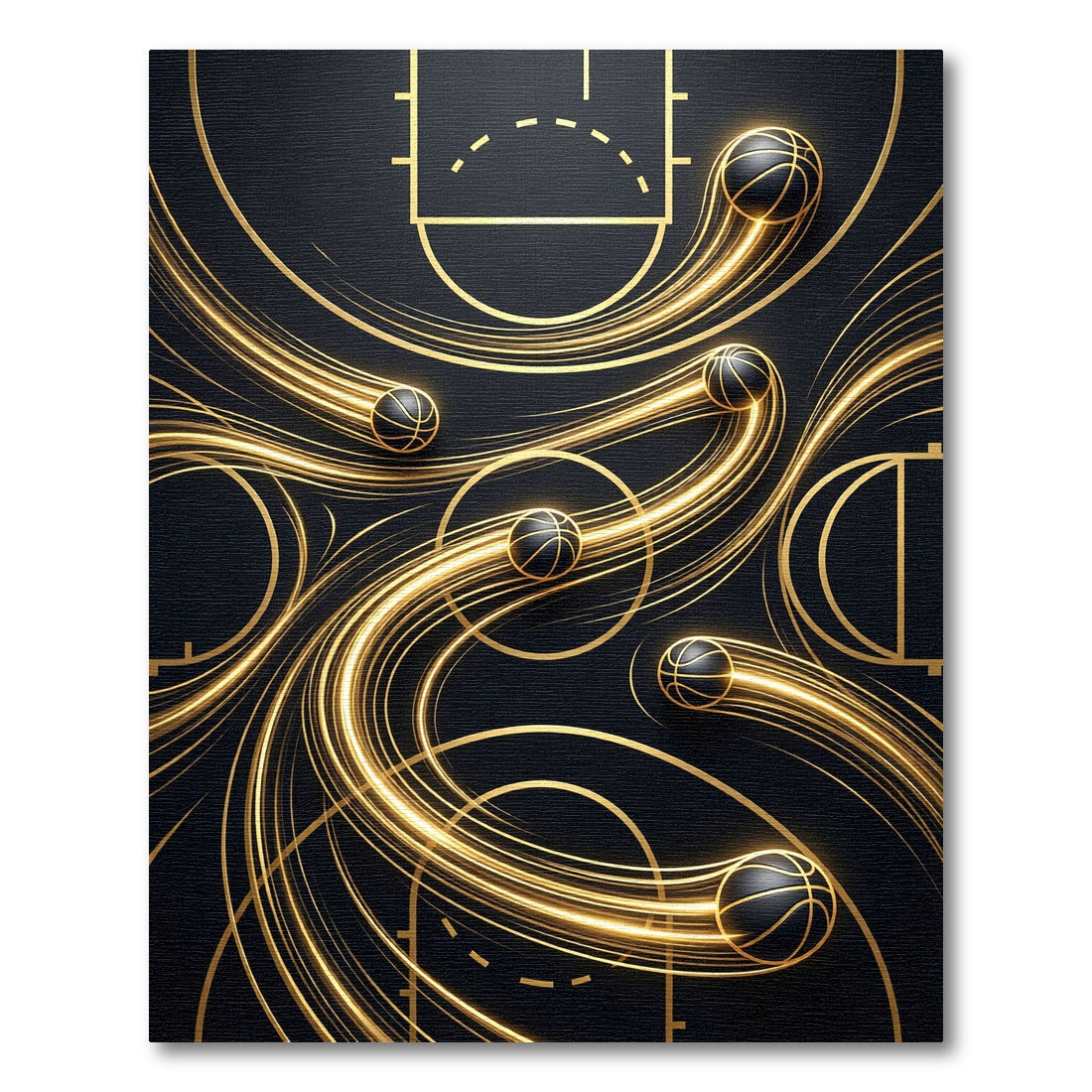 Golden Motion Basketball Art Rug