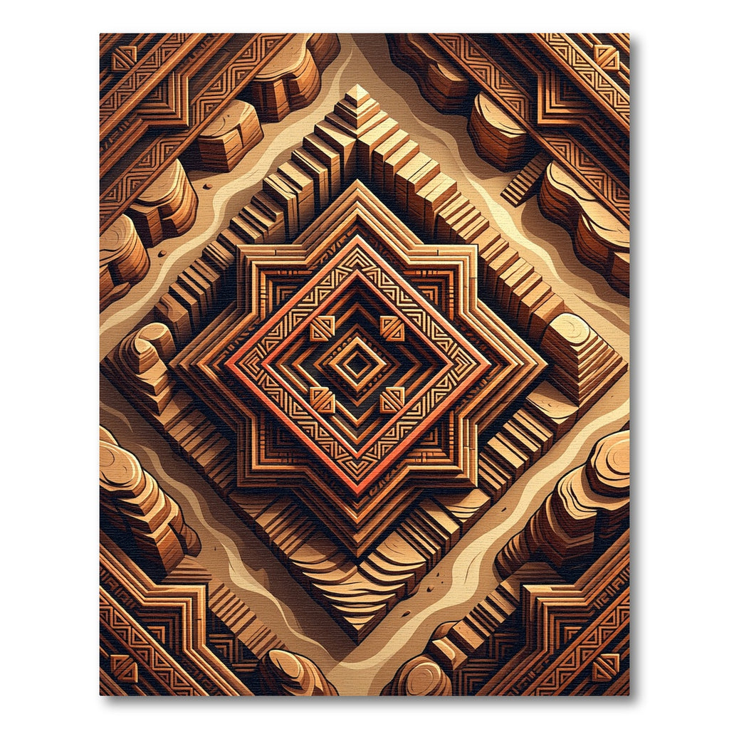 Geometric Sunburst Wood Relief Rug