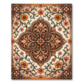 Ornate Amber Floral Damask Medallion Rug
