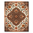 Ornate Amber Floral Damask Medallion Rug