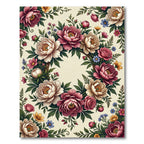 Floral Peony Wreath Cream Circular Frame Rug