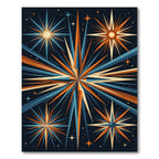 Midcentury Starburst Celestial Geometric Art Rug