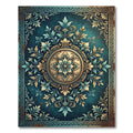 Ornate Teal and Gold Floral Medallion Rug