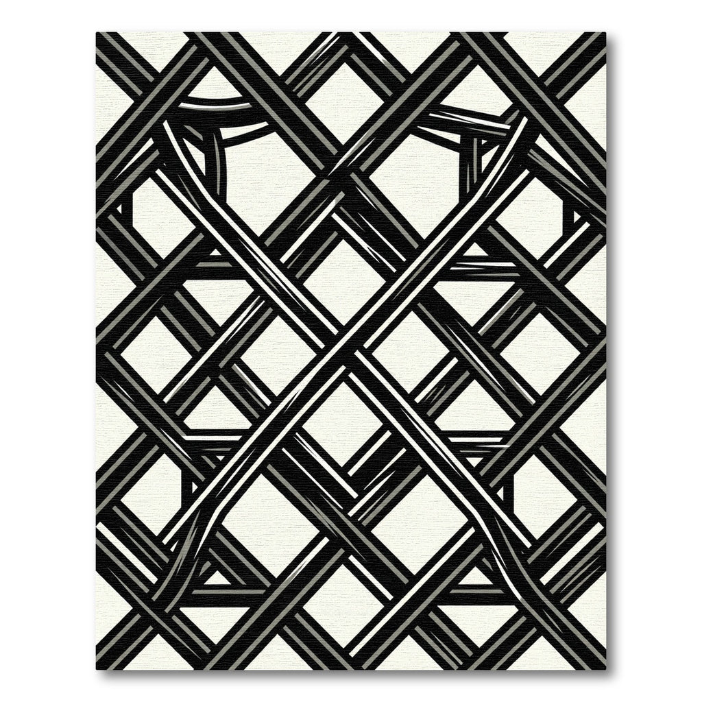Monochrome Black and White Geometric Lattice Rug
