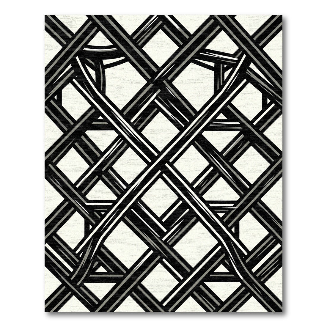 Monochrome Black and White Geometric Lattice Rug